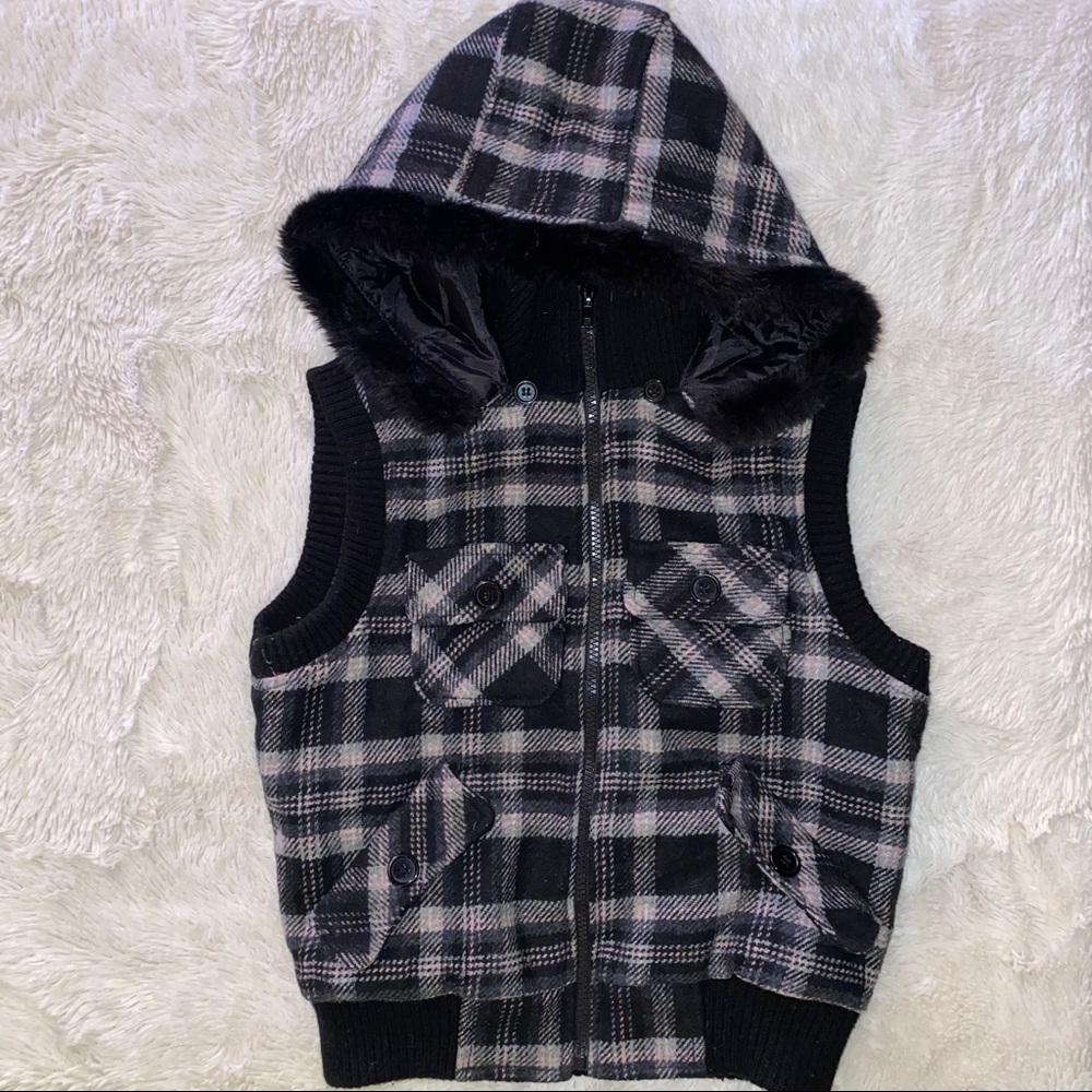 plaid winter vest